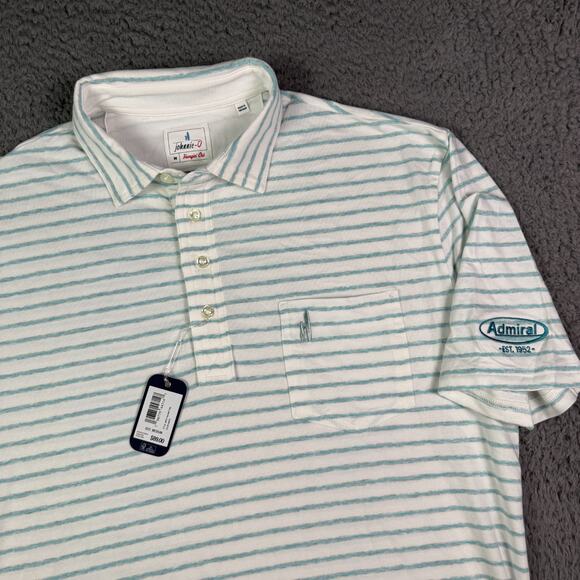 Johnnie-O Hangin Out Polo Shirt Mens M Striped Golf Cotton Blend Stretch NEW - Picture 1 of 8